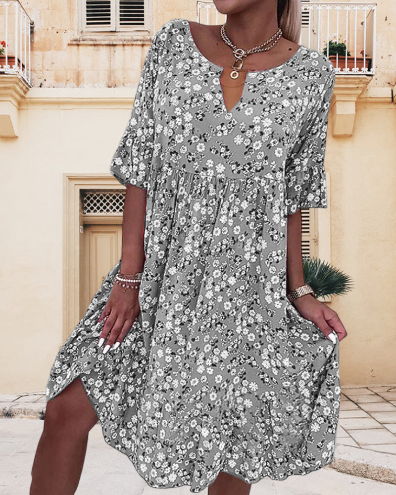 Sylis | Half-sleeve Dress in Floral Print