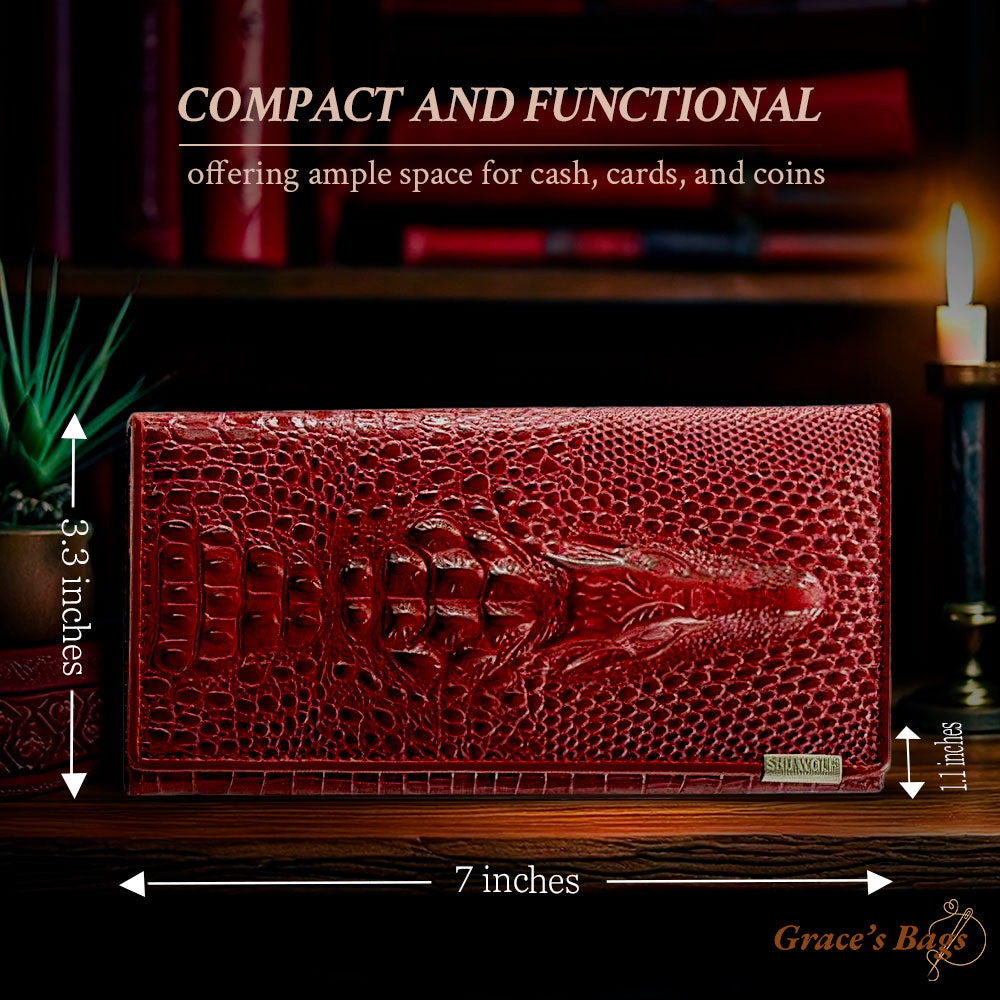 Sylis - Elegant RFID Wallet with Crocodile Embossing