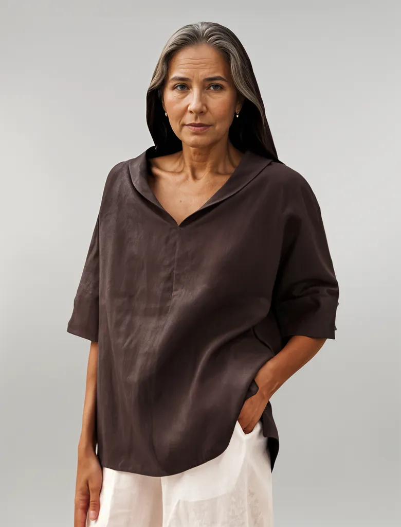 Sylis |  Women's V-Neck Casual Linen Shirt