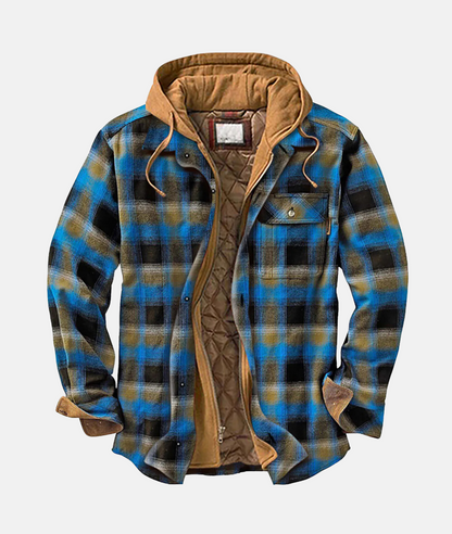 Sylis-Mode - Checked flannel shirt with hood for men