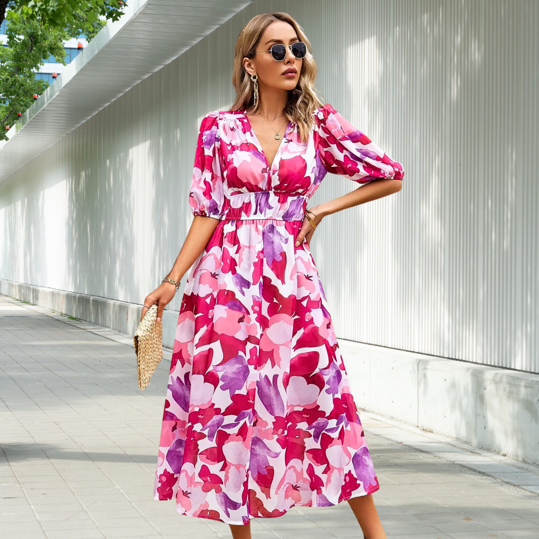 Sylis | Timeless Dress With Midi Puff Sleeves