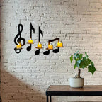 Candle holder with music notes