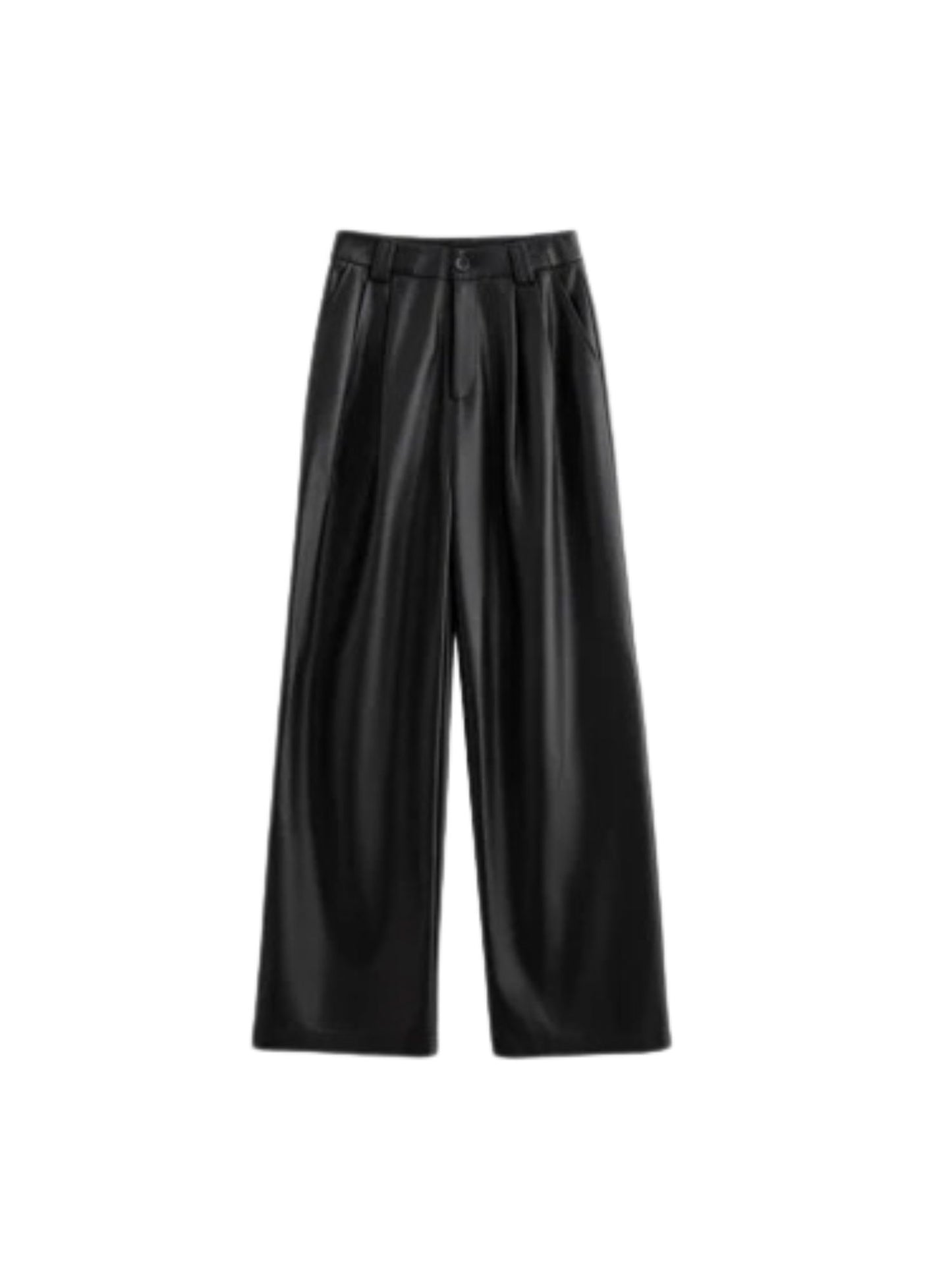 High-waisted Faux Leather Wide Leg Pants