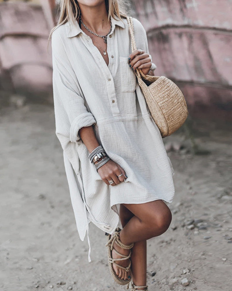 Sylis | Chic Cotton Blend Shirt Dress