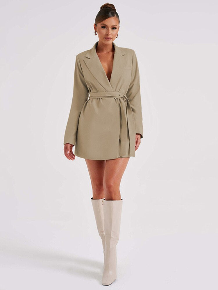 Sylis | Black blazer dress with V-neck
