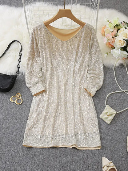 Sylis | Party sequin dress with contrast