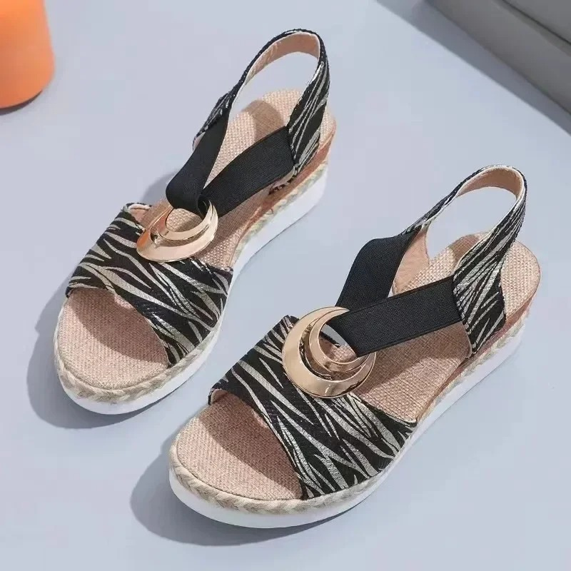 Sylis | Snake Print Wedge Sandals