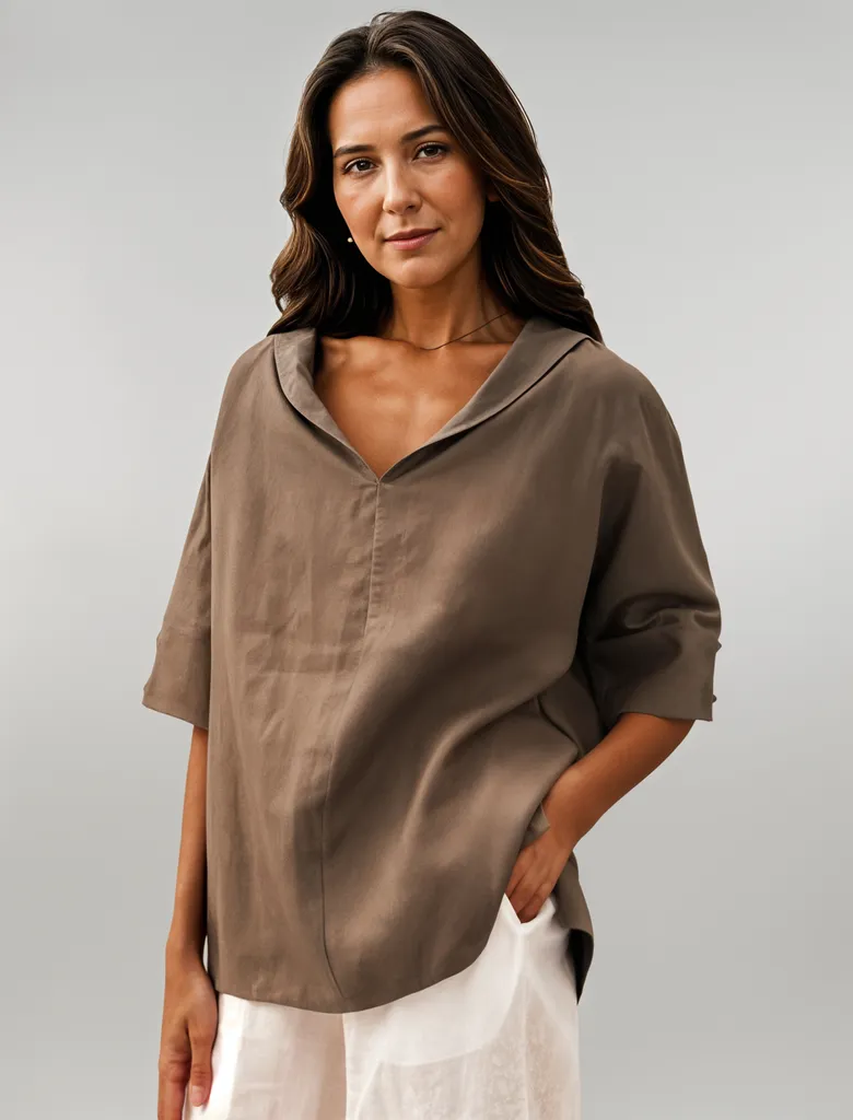 Sylis |  Women's V-Neck Casual Linen Shirt