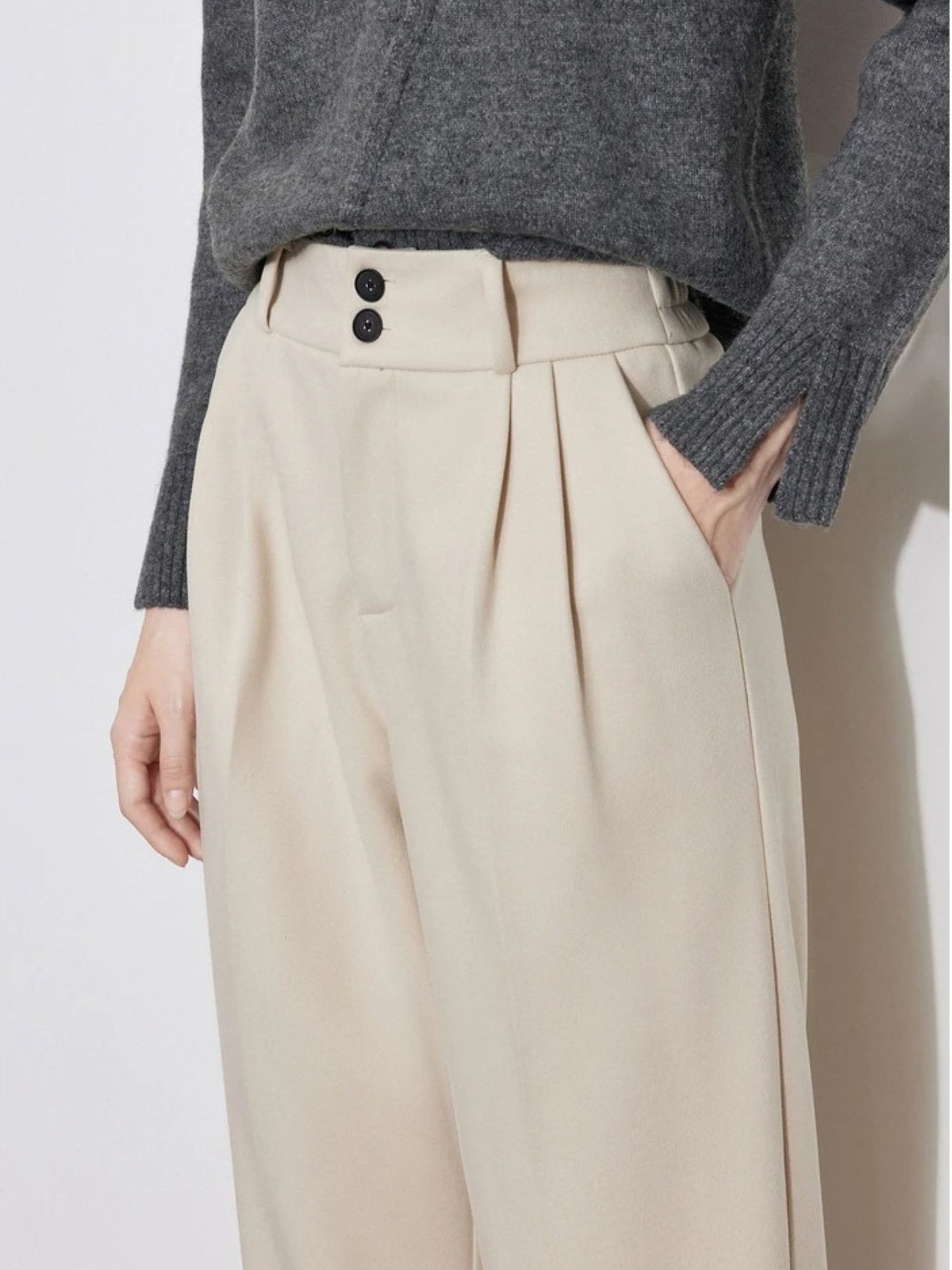 Mid-Rise Wool Pants