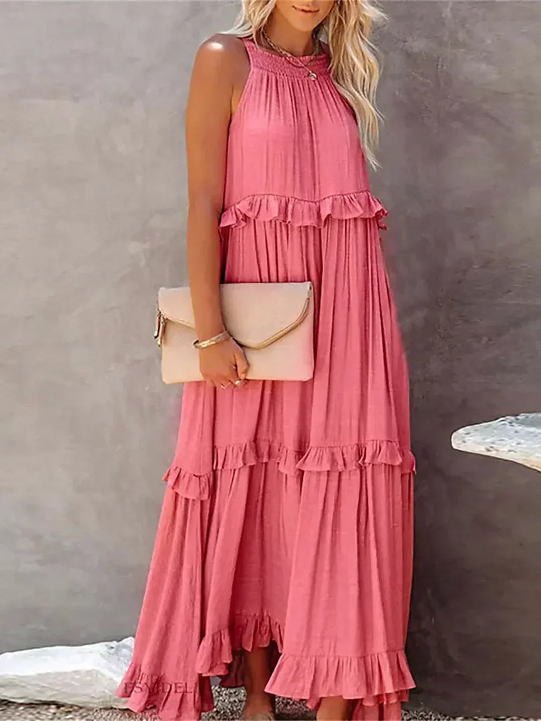 Sylis | Halter Ruffle Maxi Dress