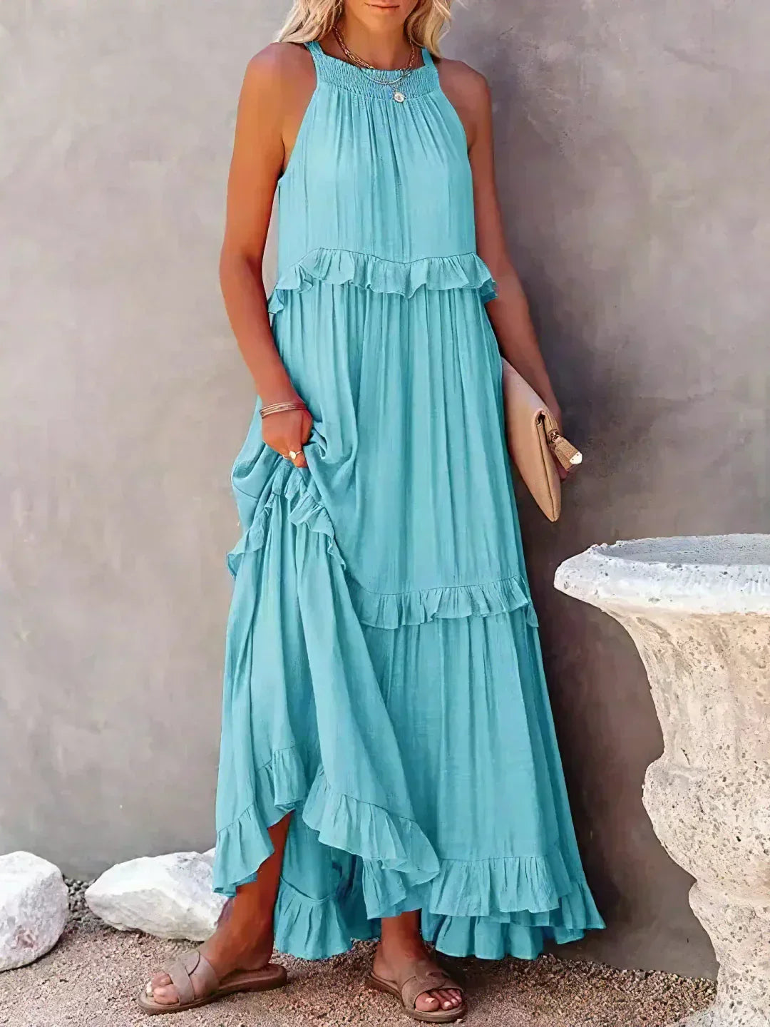 Sylis | Halter Ruffle Maxi Dress