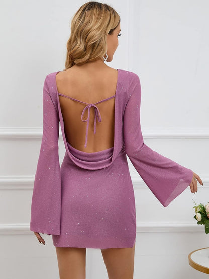 Sylis short party dress with long sleeves