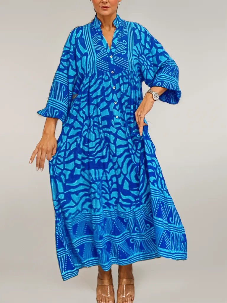 Sylis |  Women's V-neck Printed Loose Dress