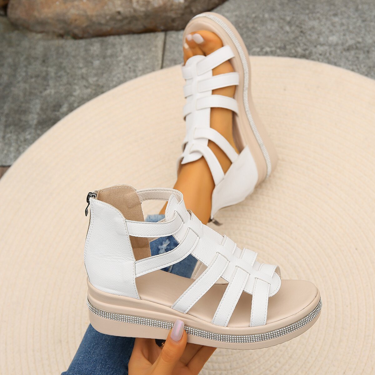 Sylis – Elegant Summer Sandals Rhinestone Platform