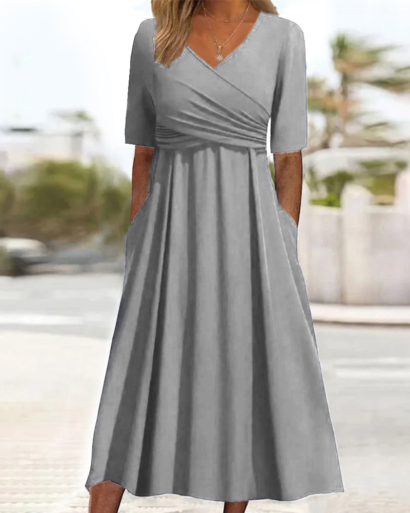 Sylis | Graceful V-Neck Midi Dress