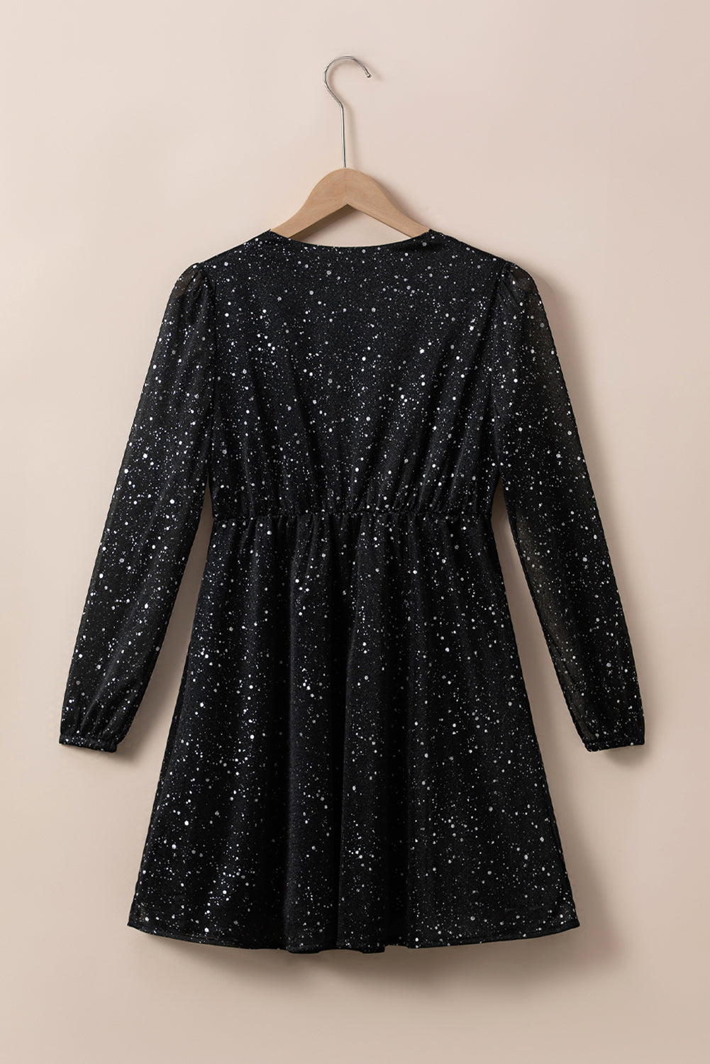 Sylis shiny black dress with mesh
