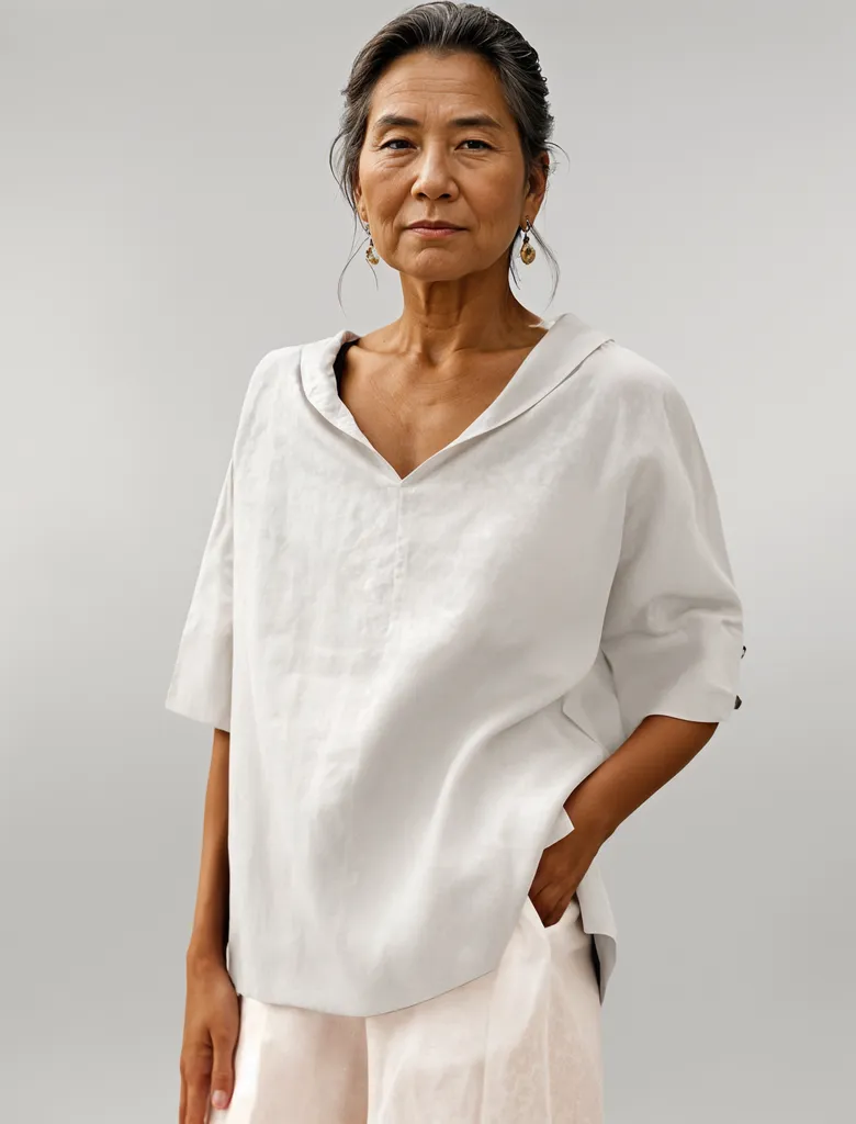 Sylis |  Women's V-Neck Casual Linen Shirt