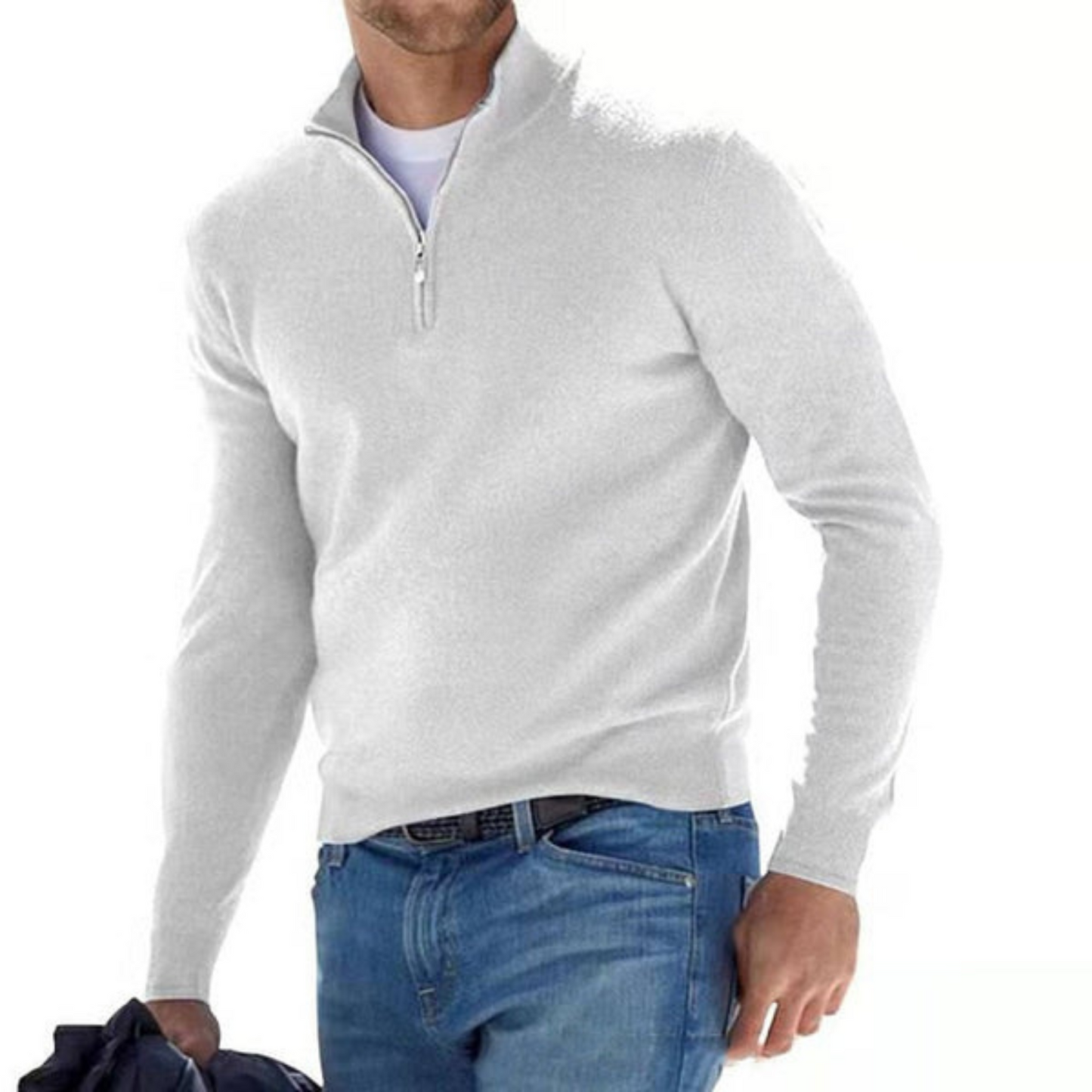 Sylis-Mode | Merino V-neck Pullover With Zipper