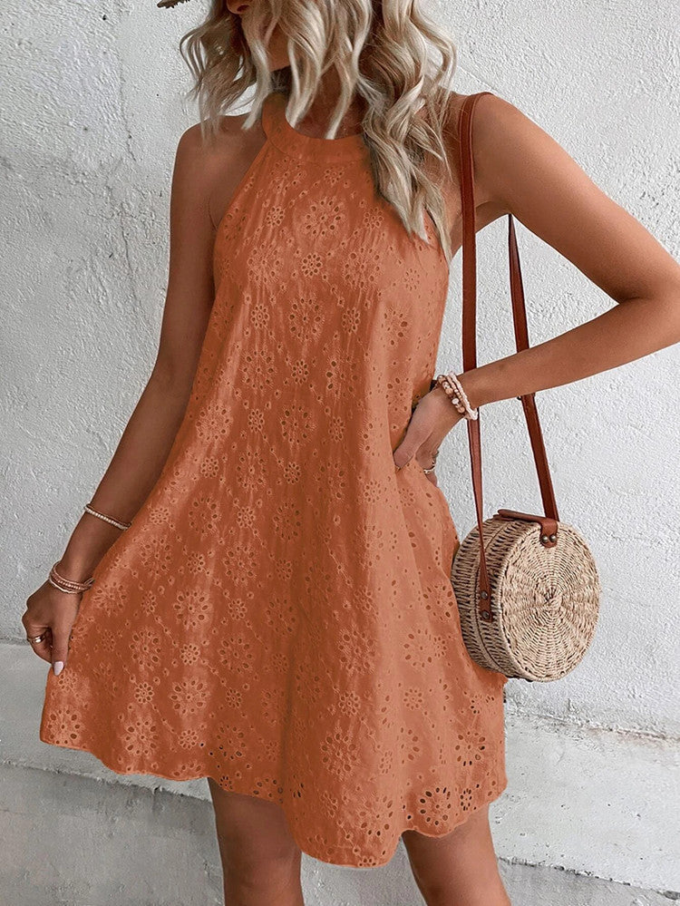 Sylis | Eyelet Halter Mini Dress