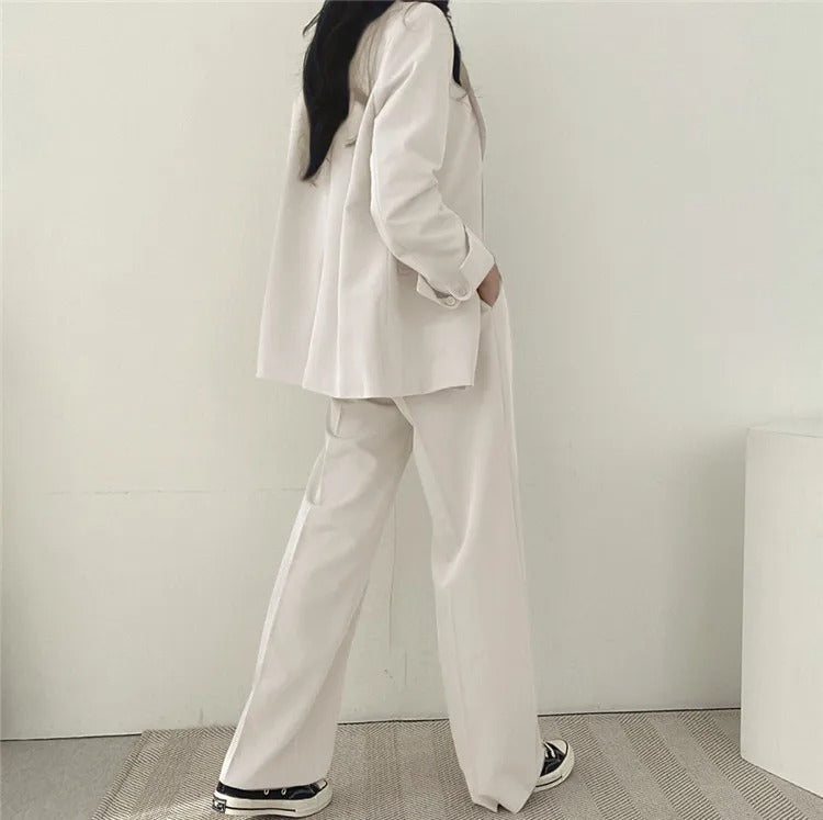 Sylis | Plain Blazer and Straight Fit Pants Set