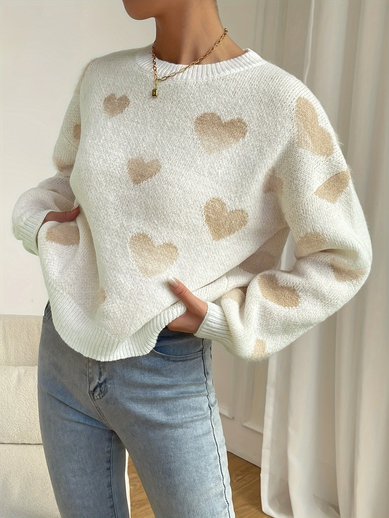Sylis-Mode - Casual Sweater with Hearts Women
