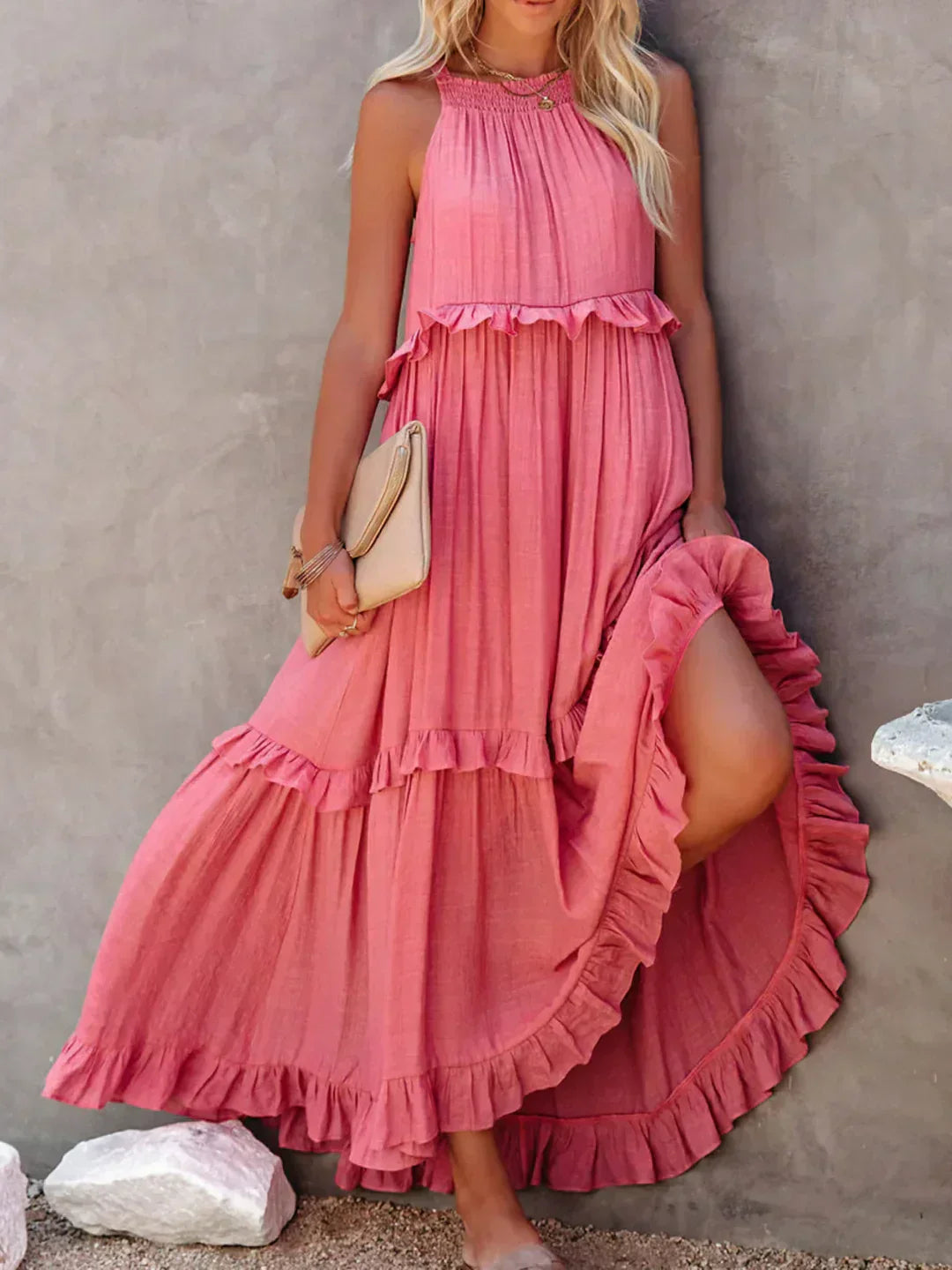 Sylis | Halter Ruffle Maxi Dress