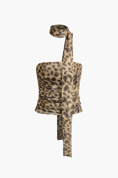 Sylis halter type net with leopard print