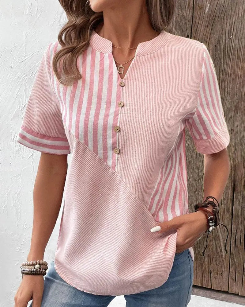 Sylis | Comfortable Striped Cotton Blouse