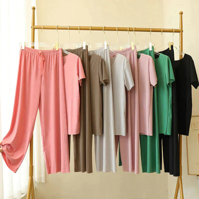 Sylis - Soft Ice Silk T-Shirt with Pants Set