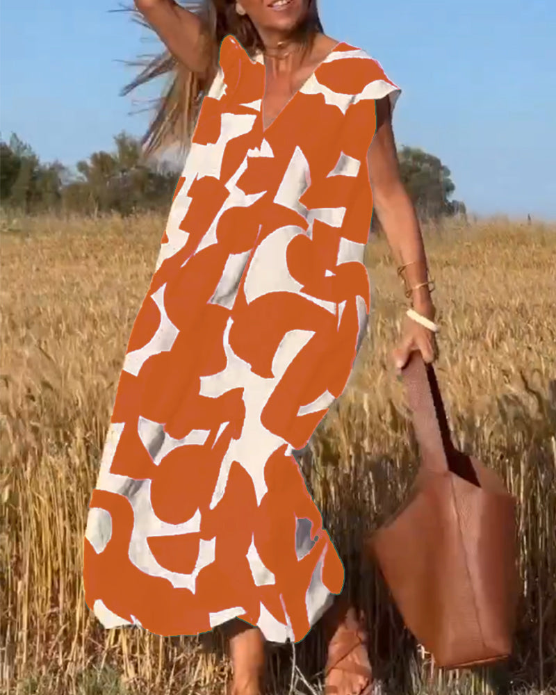 Sylis | V-neck Printed Maxi Dress