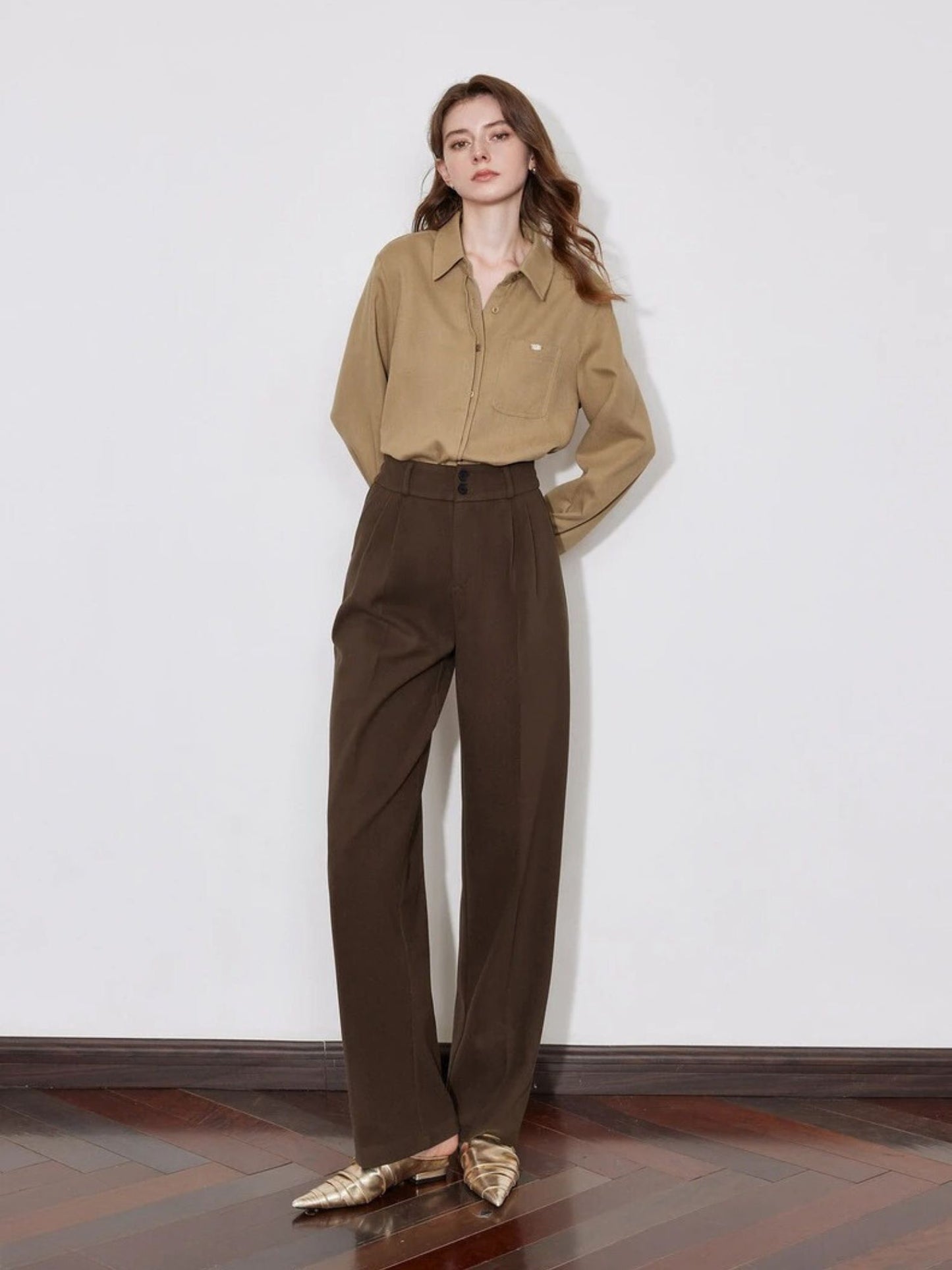 Mid-Rise Wool Pants