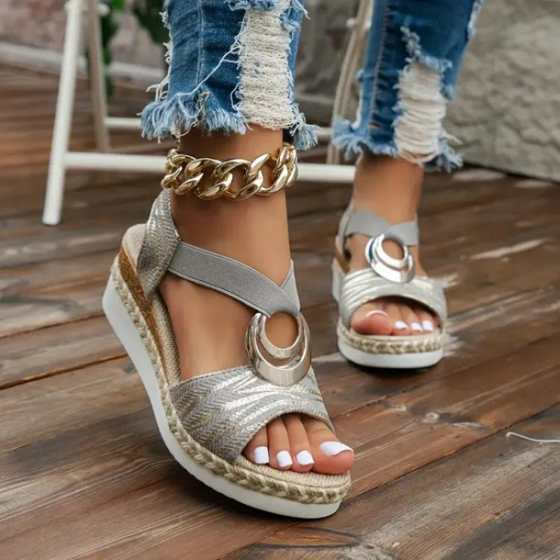 Sylis | Snake Print Wedge Sandals