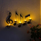 Candle holder with music notes