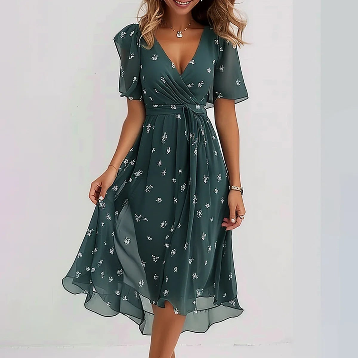 Sylis | Elegant Summer Dress With Short Sleeves