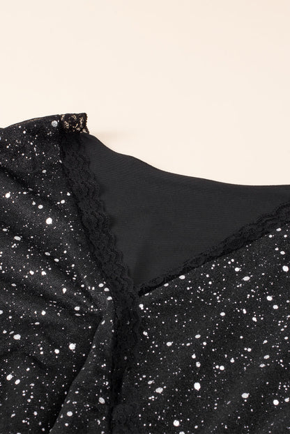 Sylis shiny black dress with mesh