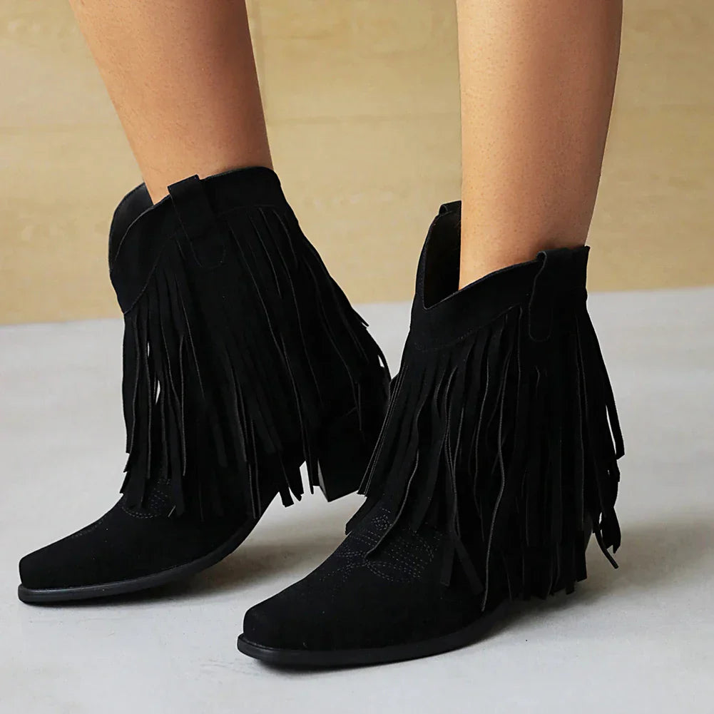 Sylis | Cowboy ankle boots with fringed tassel