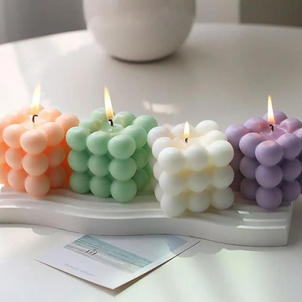 Scented candle in cube shape for stylish decoration