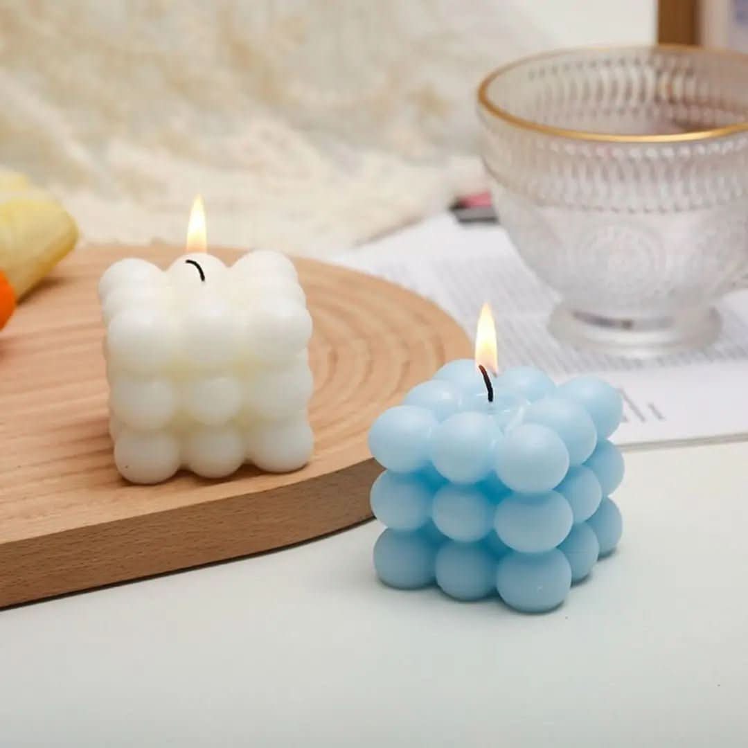 Scented candle in cube shape for stylish decoration