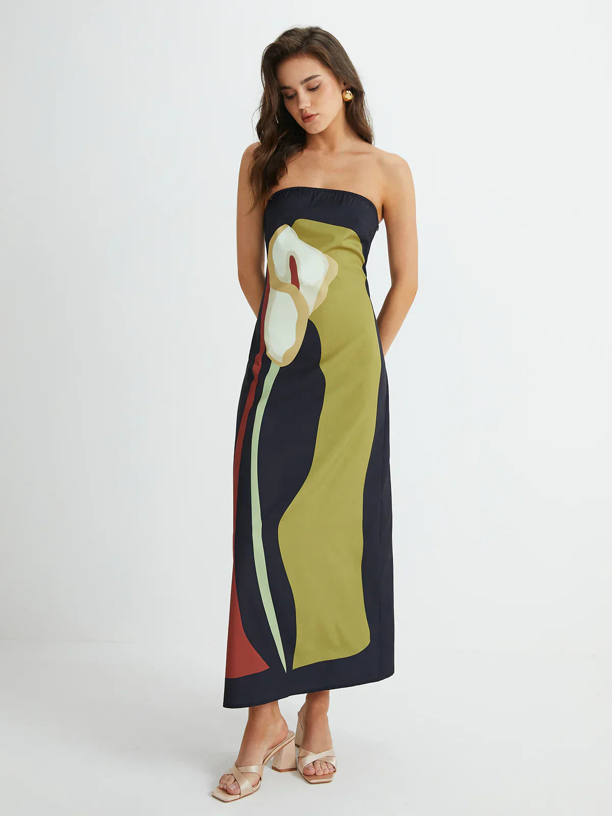 Sylis | Abstract Strapless Maxi Dress