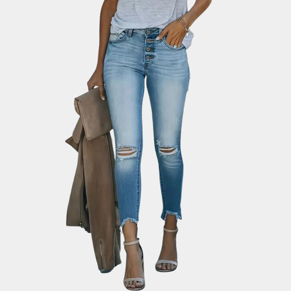 Sylis | Women's Ripped Jeans with buttons