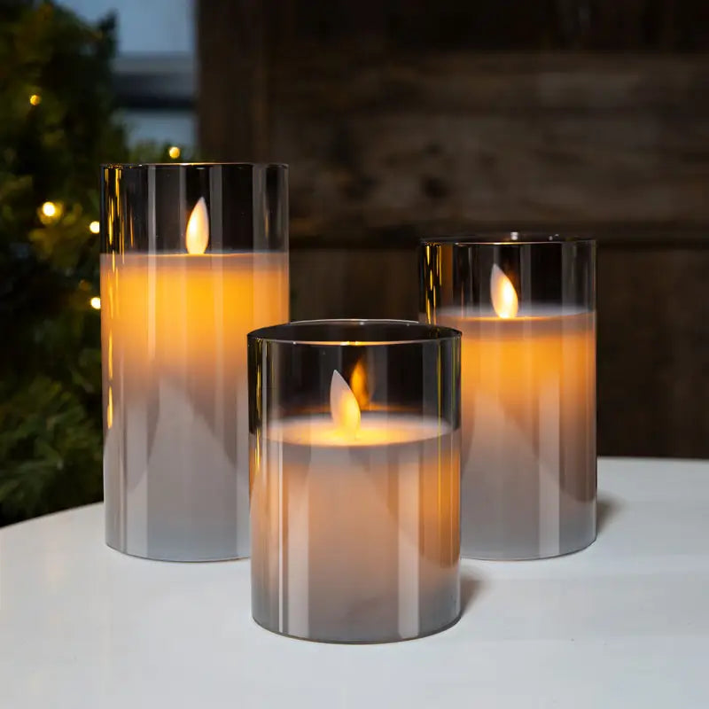 LED Candles Glass Flickering Flameless Set