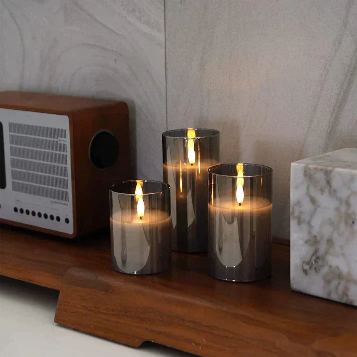 LED Candles Glass Flickering Flameless Set