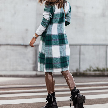 Sylis | Wool coat - Long checked autumn coat for women