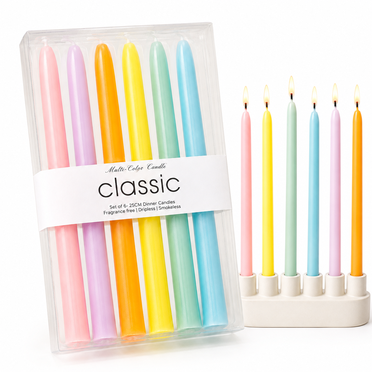 Pastel tapered dinner candles