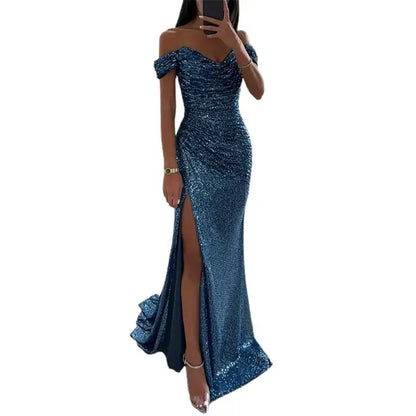 Sylis evening dress with V neck