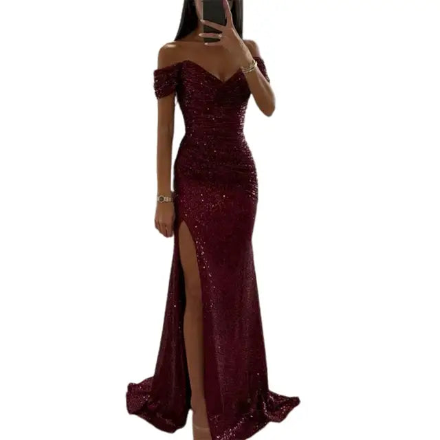 Sylis evening dress with V neck