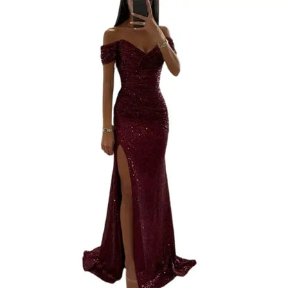 Sylis evening dress with V neck