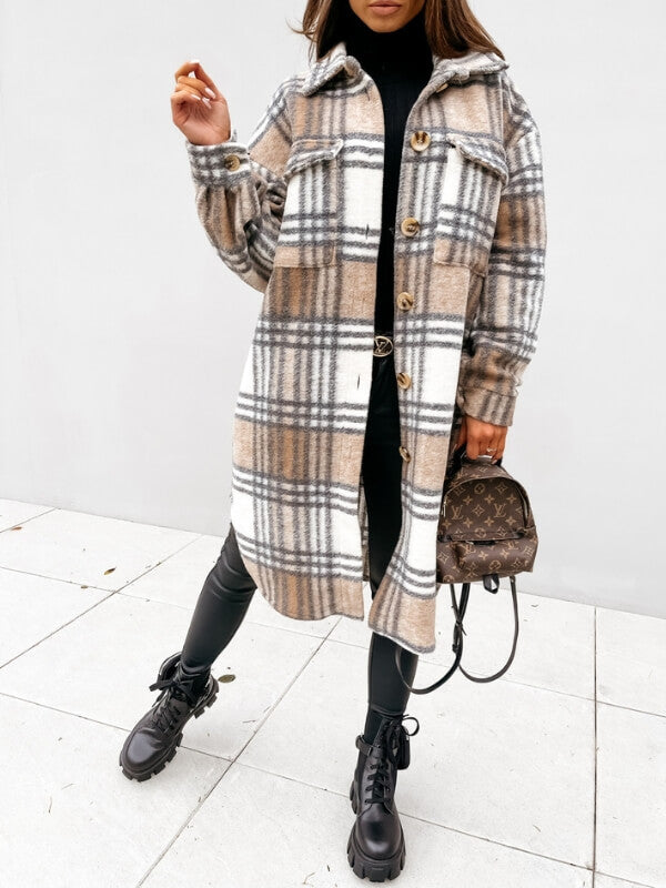 Sylis | Long checkered coat for women