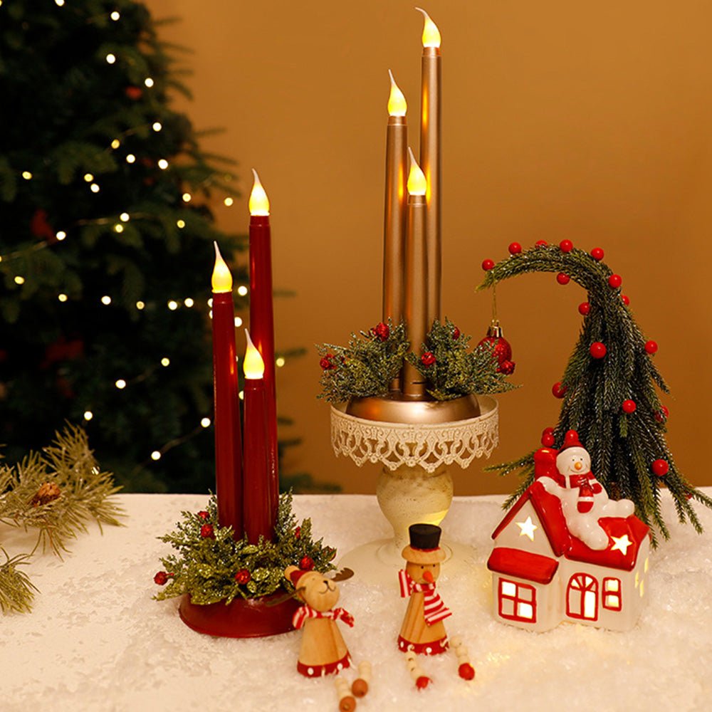 Flameless LED Christmas Candles with Realistic Flickering Light