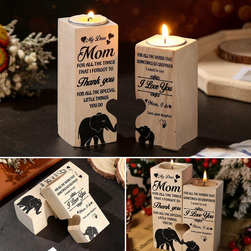 Smile A Lot More - Wooden Candle Holder with Candle Gift for Your Loved Ones